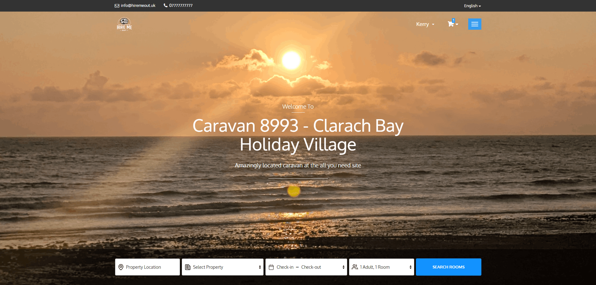 Image of a website advertising a property with availability checking.